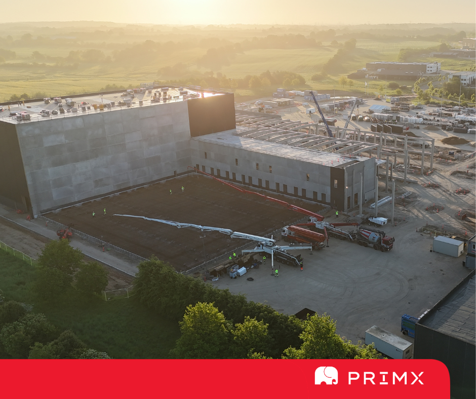 Denmark | 2,100 m³ of concrete placed for the PrīmX Concrete Technology - Highbay slab