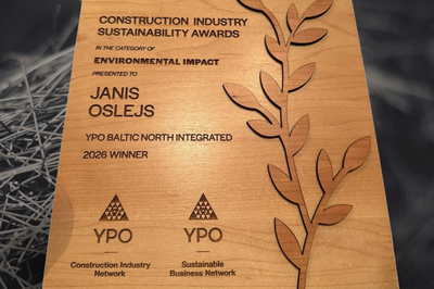 Young Presidents’ Organization (YPO) Recognizes Primekss CEO Janis Oslejs with the 2026 Construction Industry Sustainability Award for Environmental Impact to reduce carbon emissions, resource consumption, and promote sustainable practices.